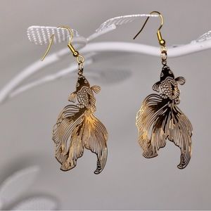 Gold Coy Fish Earrings Handmade